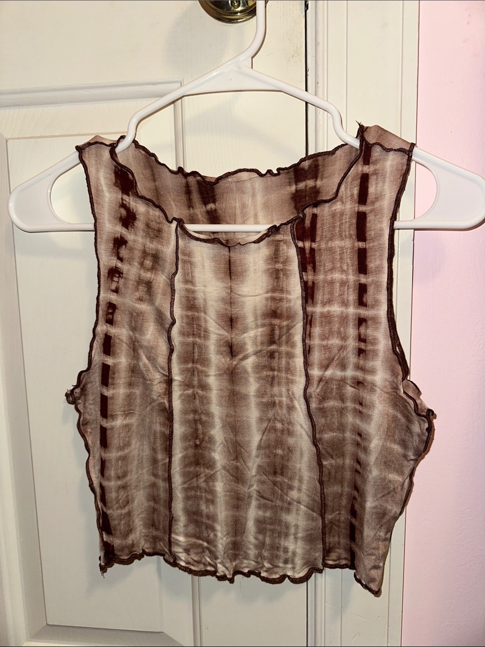 *NWOT* Shein tie dye lettuce hem cropped tank top